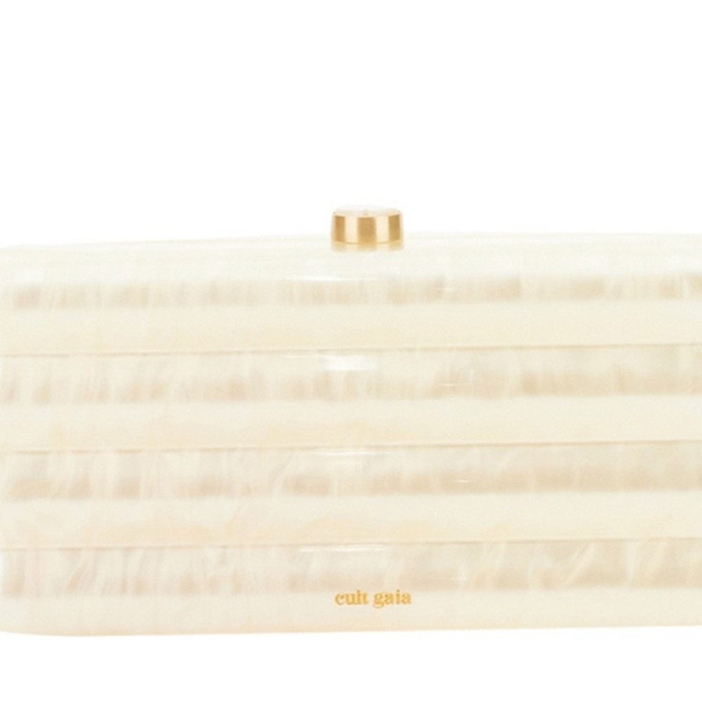 Cult Gaia Ivory Clutch with Gold Accents